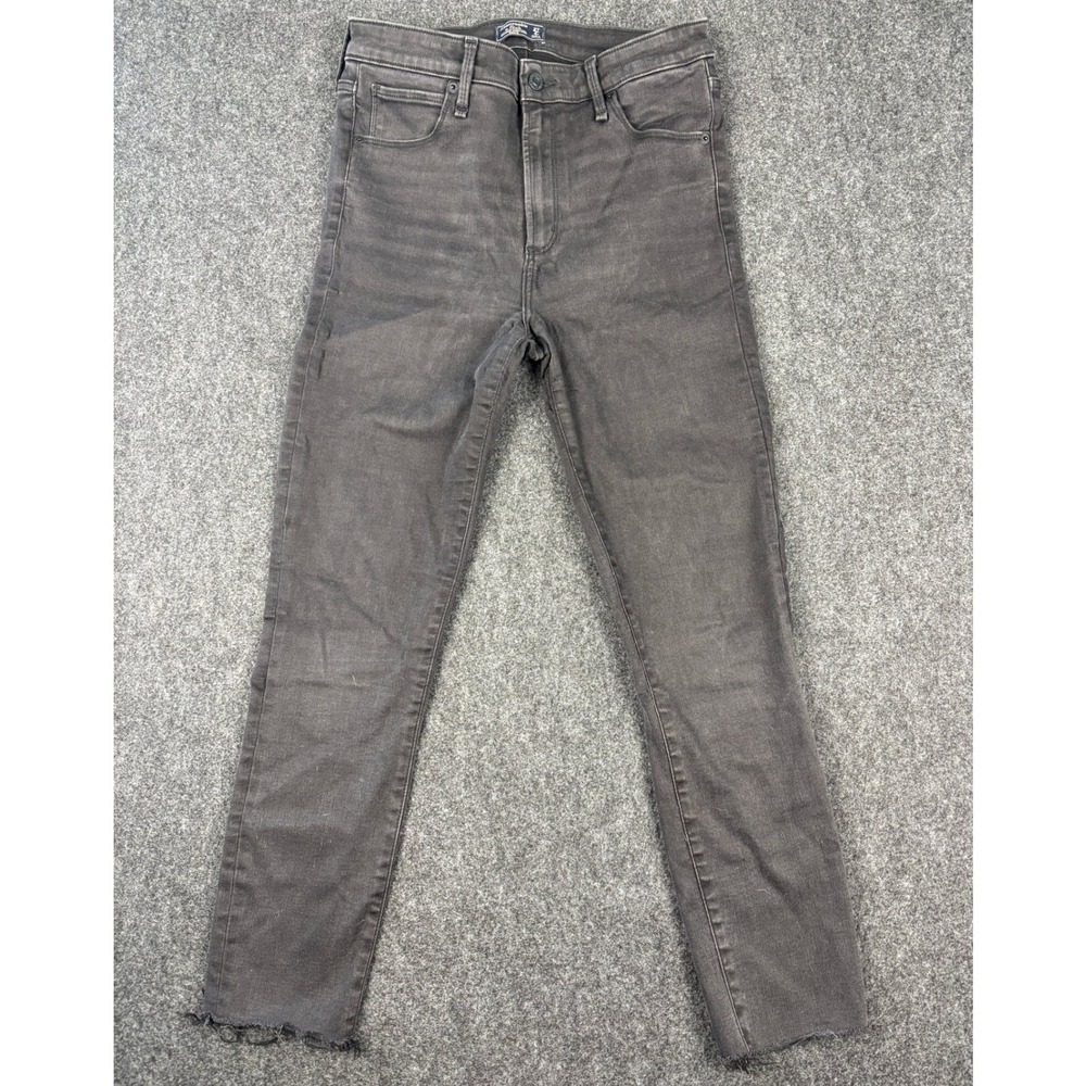 Abercrombie & Fitch Simone High Rise Ankle Jeans Faded Black Raw Hem 27 4R